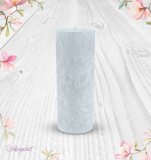 Svíčka Válec 3 (20 cm) – Šedá / Mandarinka a santalové dřevo / Květinka